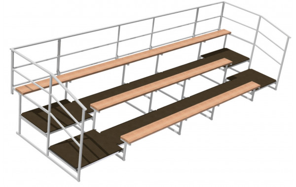Трибуна трехрядная 28 мест с ограждениями сзади и по бокам, сиденья деревянные ФСИ 600_380