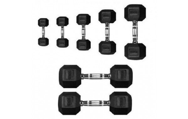 Гантель 45кг Perform Better Rubber Encased Hex Dumbbells 4137-45\BK-45-00 600_380