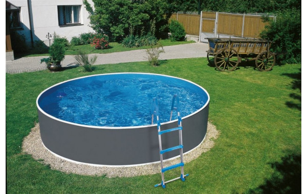 Морозоустойчивый бассейн Azuro Graphite круглый 3.6x1.2 м Premium 600_380