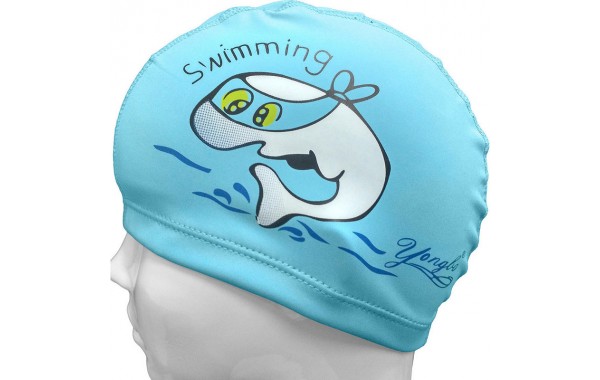 Шапочка для плавания Sportex детская ПУ (голубая Дельфин) C33682-2 600_380
