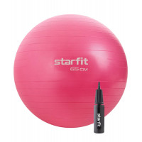 Фитбол d65см Star Fit антивзрыв, 1000 гр, с ручным насосом GB-109 розовый