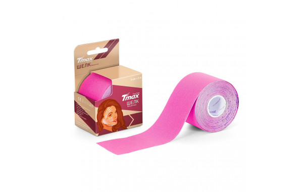 Тейп кинезиологический Tmax Beauty Tape (5cmW x 5mL), вискоза, розовый 600_380