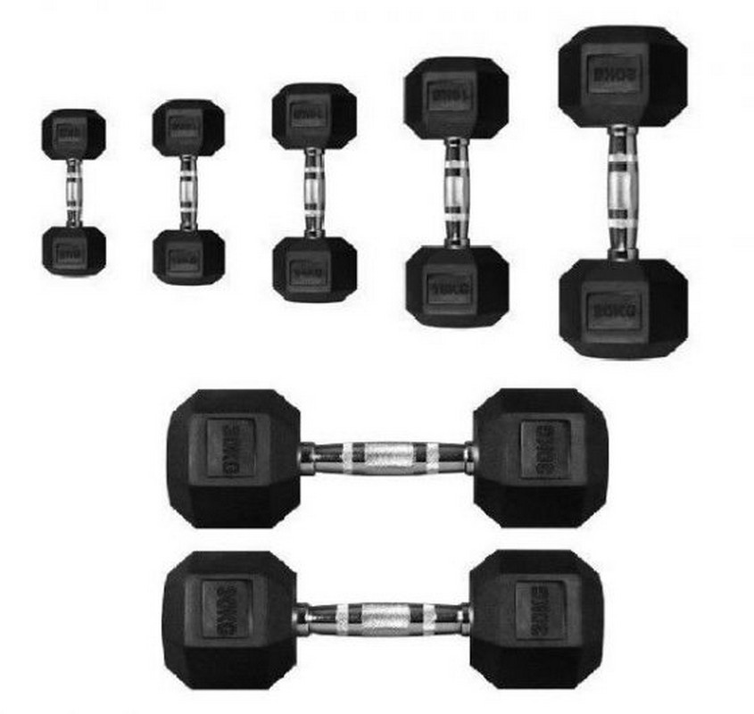 Гантель 25кг Perform Better Rubber Encased Hex Dumbbells 4137-25\BK-25-00 845_800