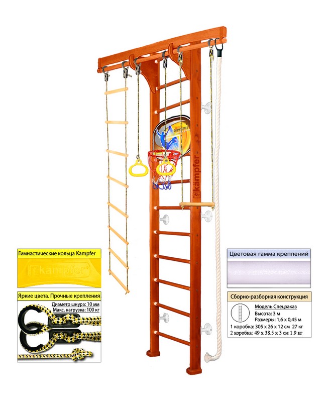 Шведская стенка Kampfer Wooden Ladder Wall Basketball Shield 651_800