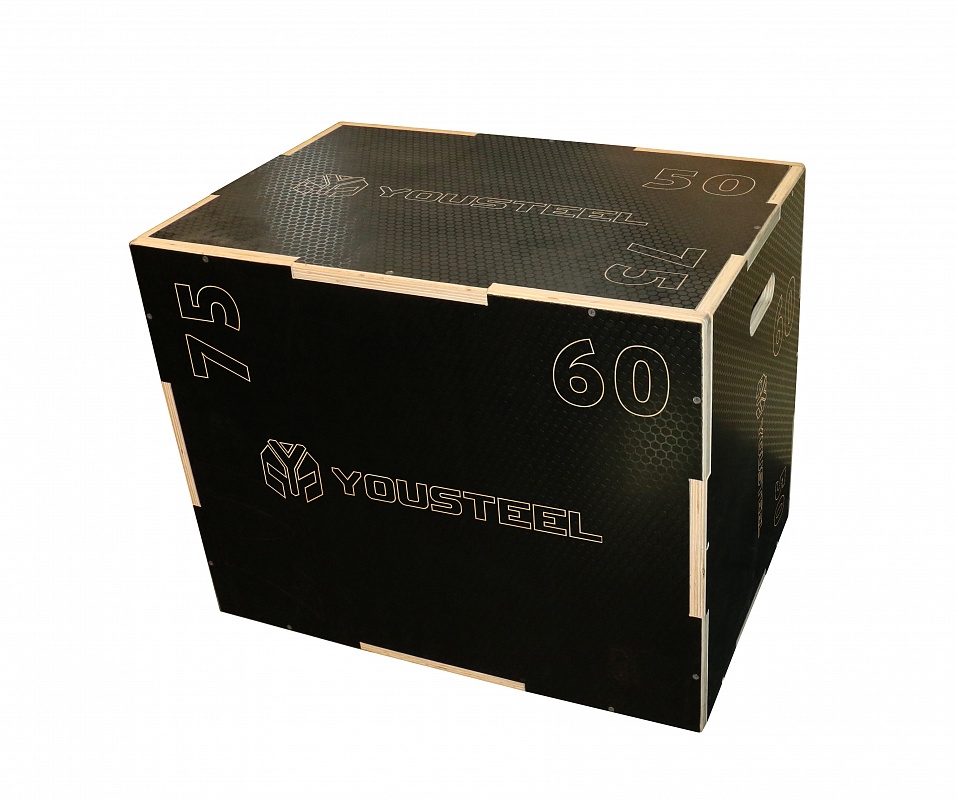 Тумба для запрыгивания YouSteel 50-60-75см PRO, фанера черная 957_800