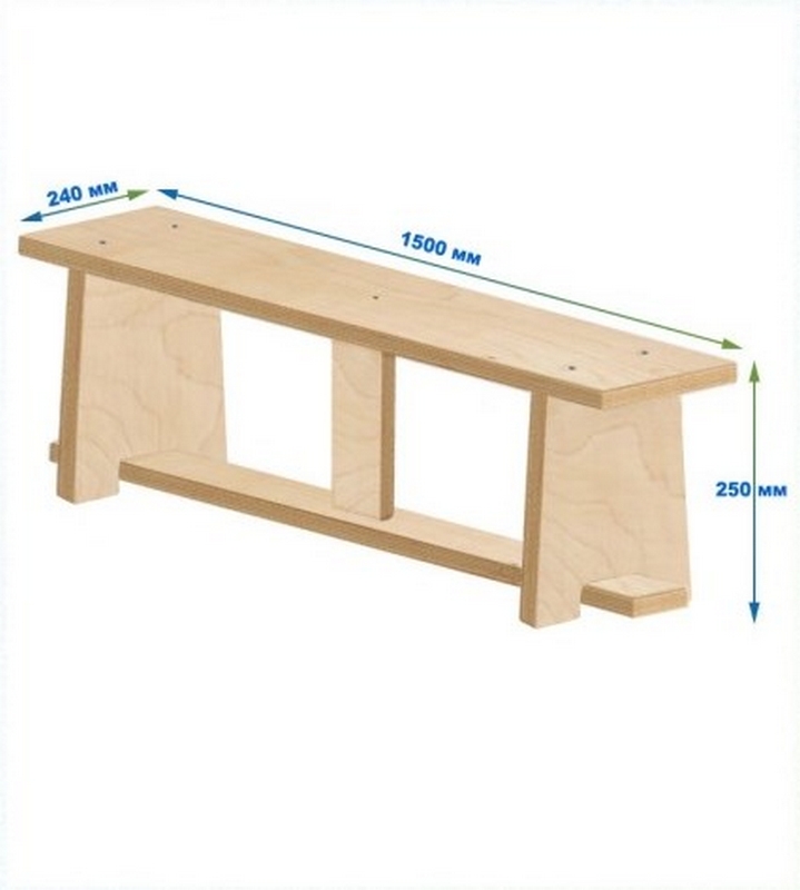 Скамейка гимнастическая 1500мм ЭКО (фанерная) ножки фанера Dinamika 719_800