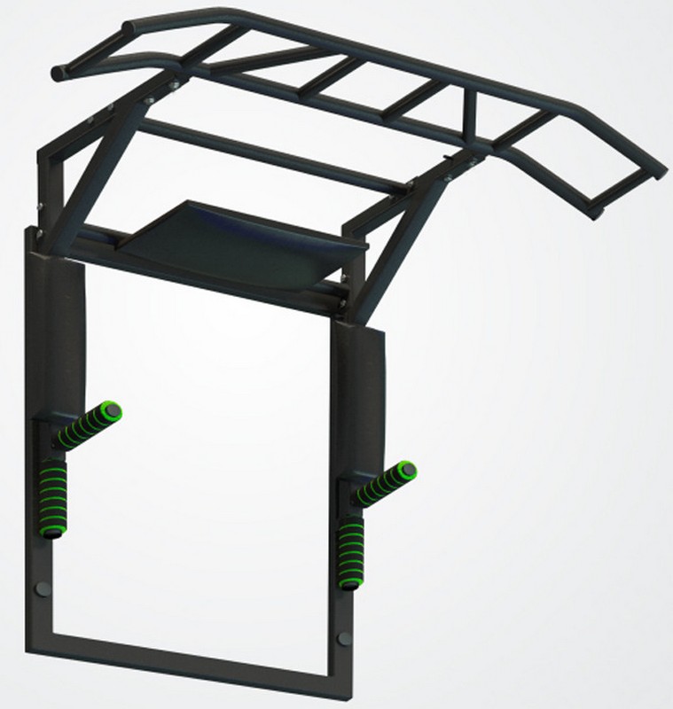 Турник-брусья-пресс на раме разборный с доп. хватами Spektr Sport Прометей, черный 759_800