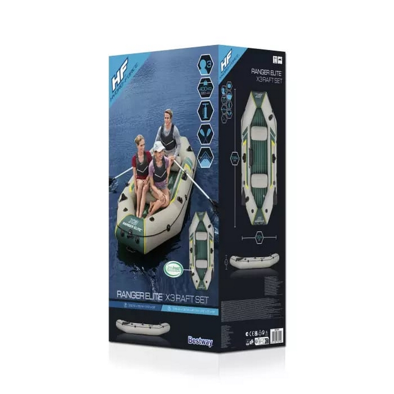 Надувная лодка 295х130х46см Ranger Elite X3 Raft Set, вёсла 152см, насос 62086, до 400кг Bestway 165160 800_800